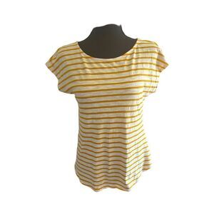 Green Envelope Los Angeles | Yellow (gold) and White Stripe Women’s Top | Small